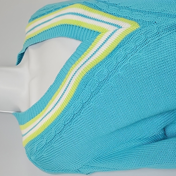 Cotton County Size M/M V-neck Knit Sweater Shirt Blue - Picture 5 of 6